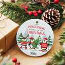 2 x ZAGKOO Penguin Ornament 2025 - Cute Penguin Christmas Ornaments - Funny Penguins Gifts for Women, Men, Kids, Penguins Lovers - Gift Exchange Ideas - Ceramic Ornament for Xmas Tree Decoration