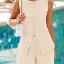 PRETTYGARDEN Women's 2 Piece Sets 2026 Summer Trendy Button Down Suit Vest Tops High Waisted Shorts Business Casual Outfits (XXL)