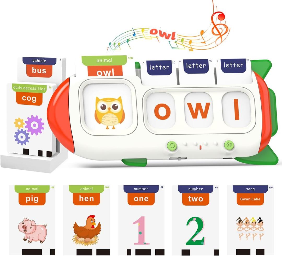 QuTZ Talking Flash Cards CVC Word Spelling Games, Preschool Learning Activities Learning Toy, 107 Words Letter Matching Games, ABC Alphabet Flash Cards, Educational Toy for Toddler 3 4 5 6 Year Old