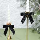LaRibbons 12 Pack Black Velvet Christmas Bows for Gift Wrapping, 4" x 3.74" Decorative Velvet Gift Bows with Twist Tie for Presents, Tree, Wreath & Holiday Decorations