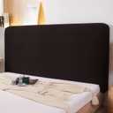 WOMACO Stretch Bed Headboard Slipcover 180 GSM Thick Fabric Solid Color Dustproof Bed Head Protector Cover for Bedroom Dcor (Dark Coffee, 59-67")