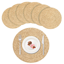 UZIASS Woven Placemats Set of 6-Round, Table Mats,Natural Wicker Boho placemats for Minimalist Home Decor Dining Table Kitchen