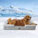 Cooling Dog Bed,Dual-Cooling Design,Q-Max >0.4 Cool Pet Beds for Extra Large Dogs,Orthopedic Foam Dog Bed with Sides, Removable Cover & Waterproof Lining,Grey XL(48"L x 32"W x 8"Th)