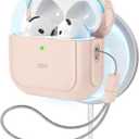 ESR AirPods 4 Case, Compatible With 4th Generation (2024) (USB-C), MagSafe, Drop Protection Cover With Lanyard, Magnetic Lid Lock, Orbit Hybrid, Desert Titanium