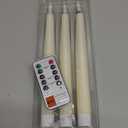 GenSwin Flameless Taper Candles with Remote Timer, Real Wax LED Flickering Candlesticks Battery Operated 3D Wick for Wedding, Party, Home(Ivory, 9.84", Set of 3)