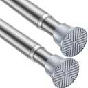 AIZESI Tension Curtain Rod 18-36 inch，2Pcs Adjustable Tension Rod Silver Curtain Tension Rod No Drilling Small Spring Tension Curtain Rod, Silver