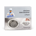 MR.SIGA Kitchen Sink Strainer, Stainless Steel Sink Drain Strainer, Dishwasher Safe, Outer Diameter 4.4 inch/11.2cm, Inner Diameter 3 inch/7.6cm, Pack of 2