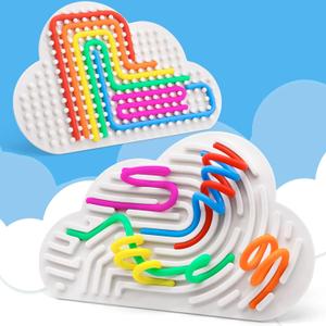 Double-Sided Sensory Activity Board Fidget Toys for Kids Adults, Quiet Silicone ADHD Calming Autism Toy for Car Ride Airplane Travel, Birthday Gifts for 3 4 5 6 7 8 Years Old Boys Girls Toddlers