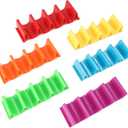 Taco Holder Stand Set of 6, Colorful Taco Holder Plate, Wave Shape Taco Tray, Taco Shell Holder Stand for Party, Hold 4 Tacos Each, Very Hard and Sturdy, Dishwasher Top Rack Safe