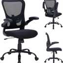 Ergonomic Mesh Office Chair with Adjustable Lumbar Support, Flip-Up Arms & Rolling Swivel Base, Breathable Computer Desk Chair for Home Office, Study & Remote Work, Black, Medium size