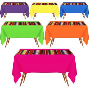 Hosuly Mexican Fiesta Tablecloth 54 x 108'' Party Plastic Tablecloth Striped Table Cover for Mexican Fiesta Party Decorations(Pure with Stripe, 6 Pcs) Hosuly Mexican Fiesta Tablecloth 54 x 108'' Party Plastic Tablecloth Striped Table Cover for Mexican Fiesta Party Decorations(Pure with Stripe, 6 Pcs)