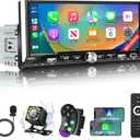 Single Din Car Stereo with Wireless Apple Carplay Android Auto, 6.9" IPS Touchscreen Car Stereo with Bluetooth 5.2 Handsfree Mirror Link Backup Camera GPS Navigation Dual USB Fast Charge FM AM EQ SWC