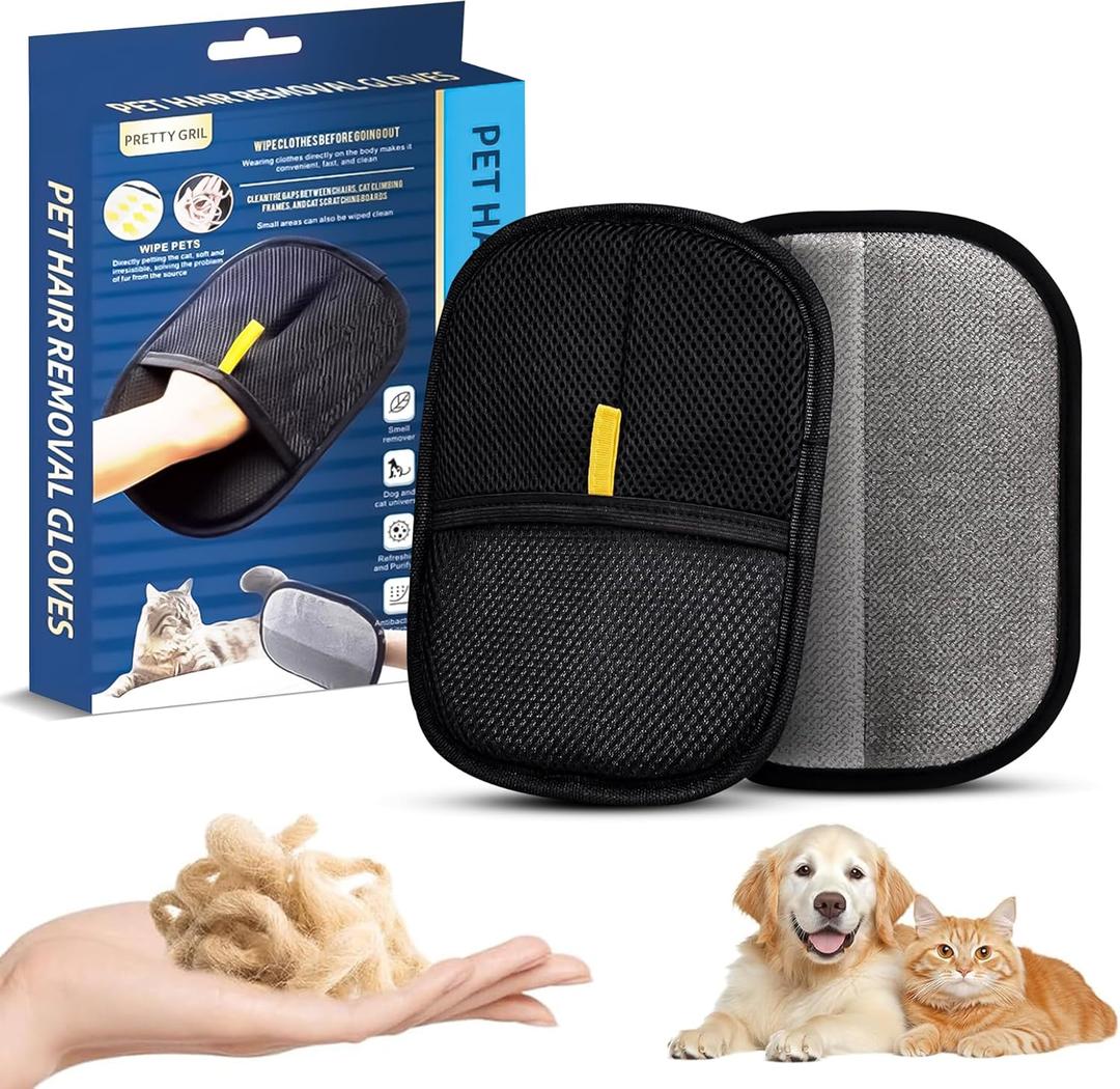 Pet Hair Remover Glove  Silicone Cat & Dog Fur Removal Mitt for Furniture, Bedding & Car Seats  Reusable, MachineWashable Magic Brush Design