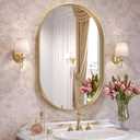Brightify Gold Oval Mirror for Bathroom Vanity 20x30 Inch, Gold Metal Frame Mirrors for Wall, Modern Mirror for Bedroom Living Room Wall Decorative Hang Vertical and Horizontal