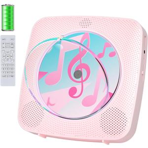CD Player Portable Bluetooth Rechargeable: CD Players for Home Kegaudio 1800mAh Desktop Wall CD Player with Speakers with Dust Cover FM Radio USB Remote Control