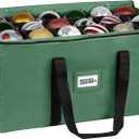 Christmas Ornament Storage Container, Box Stores Up to 54-4", Adjustable Dividers, Large Organizer Bin to Protect and Store Holiday Décor - Green