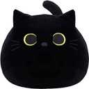 Black Cat Plush Toy 16'' Black Cat Pillow, Soft Plush Doll Black Cat Stuffed Animal, 3D Black Cat Plushies Pillow Baby Cute Plush Toys Shape Cat Design Sofa Fat Pillow Gifts for Boys Girls
