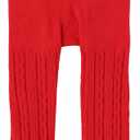 Zando Soft Cable Knit Toddler Tights - Seamless Cotton Leggings for Newborn Infant Baby Girl Stockings for Spring Outfit (6-12 Months, Christmas Red)