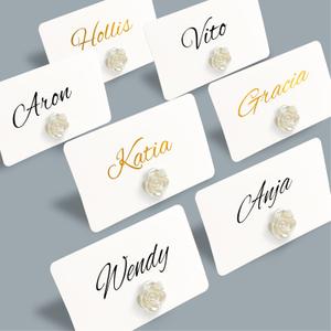 24pcs Floral Place Card Holders Bulk Elegant Table Name Card Holders for Wedding, Buffet Food Labels, Party Seating Display, Name Tag (White Rose)