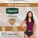 Depend Silhouette Adult Diapers, Incontinence & Postpartum Bladder Leak Underwear for Women, Maximum Absorbency, Small, Black, 60 Count (2 Packs of 30)
