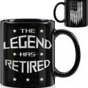 Retirement Gifts for Women Men Office Coffee Mug, The Legend Has Retired, Ceramic Cup, Retired Gifts for Boss, Manager, Him, Husband, Coworkers, Christmas Birthday Gift 11oz Black