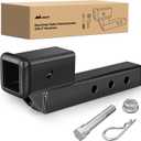 Nilight Trailer Hitch Extension Riser for 2 Inch Receiver with 2" Rise or Drop with Bolt Nut Clip 7,500 lbs Capacity Adjustable Extend 5" 7" 9" Length Matte Black Powder Coated