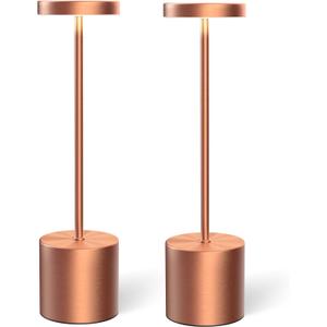 Cordless Table Lamps Rechargeable Set of 2, Portable LED Desk Lamp, 5000mAh Battery Powered Wireless Table Light - 3 Color Dimmable Lighting for Restaurant Dining Patio Outdoor Bedroom (Rose Gold)