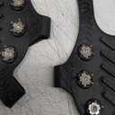 11 Spikes Crampons, Upgraded Version Stainless Steel Anti-Slip Microspikes，Ice Cleats Traction Grips for Hiking Shoes and Boots, Safe Protect for Hiking Fishing Mountaineering Walking Black, Large