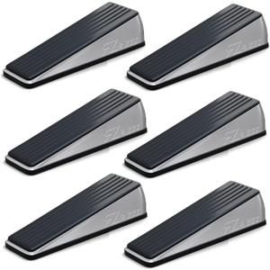 RIZZZ Heavy Duty Door Stoppers  6 Pack Zinc Alloy Door Stop Wedges with Non-Slip Rubber | Strong Metal Door Stop for Bottom of Heavy Doors