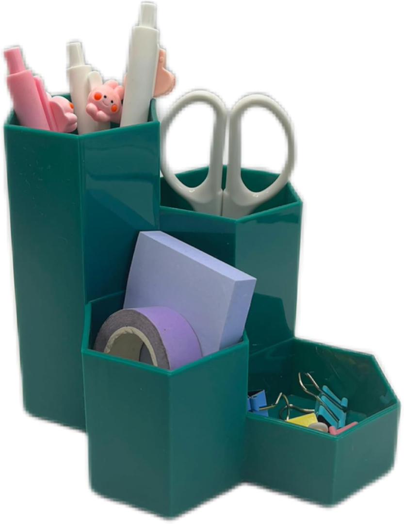 Pencil Organizer Pen Holder for Desk Pens Cup Small Desk Organizer Cute Pen Holder for Office,School and Home (Teal, L-Shape)