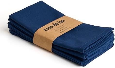 Cloth Napkins Set of 6 – Navy 18x18 Inch Cotton Dinner Napkins – Soft, Reusable, Washable, Durable & Absorbent Table Napkins – Wedding, Restaurant, Hotel, Event Party Napkins – Casa De Lan