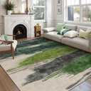 Ciicool Modern Abstract Green Rug for Living Room, 8'x10' Machine Washable Area Rug Non-Slip Rug, Low-Pile Contemporary Indoor Dining Floor Carpet for Bedroom Office Under Table Home Decor
