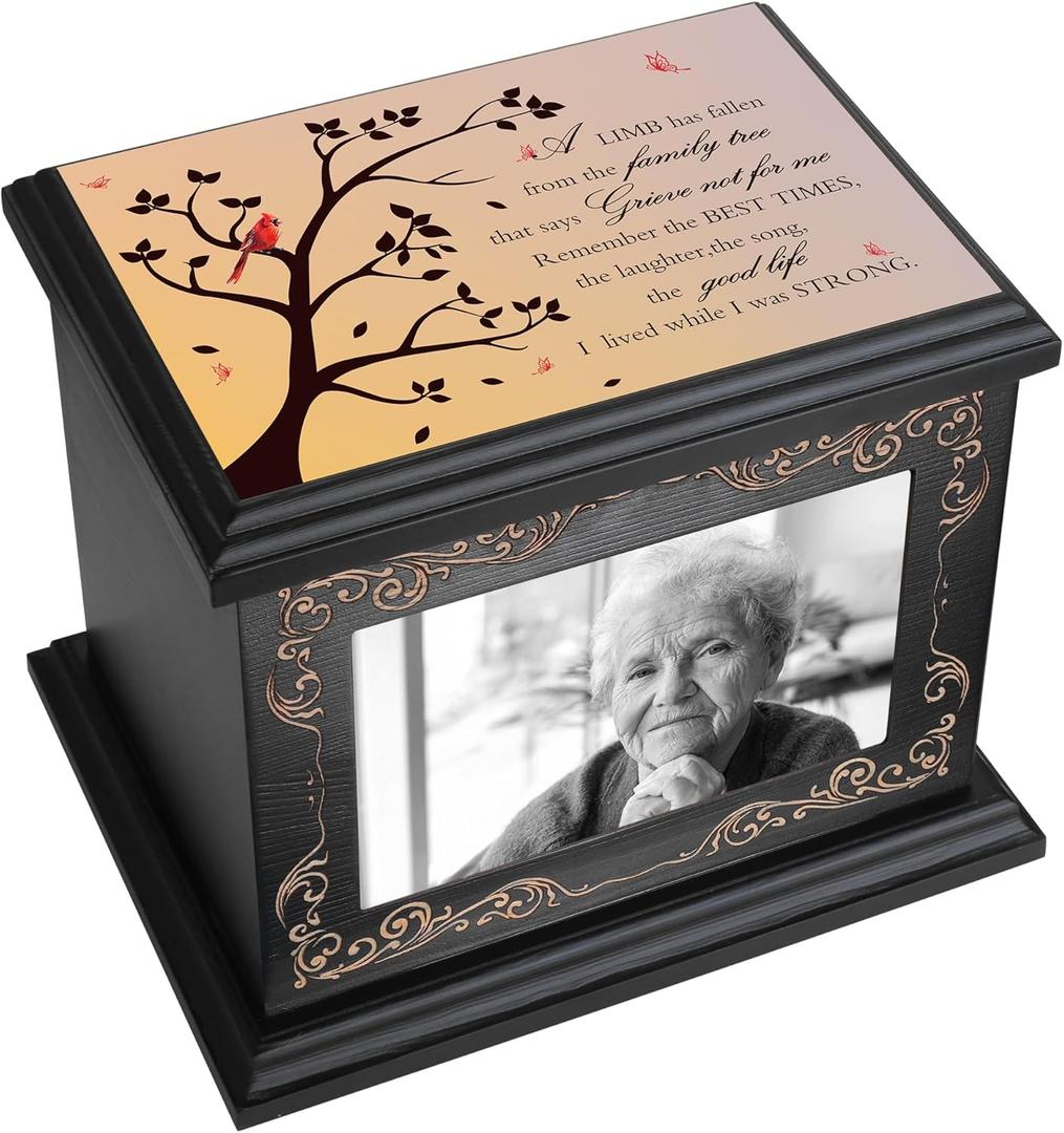 Cremation Urns for Human Ashes Adult Male or Female, Funeral Memorial Urns for Ashes with Photo Frame, Wooden Urns Box and Casket for Men Women, Burial Urn for Adults Up to 200 IBS