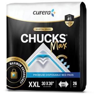 Chucks MAX Hospital Bed Pads Disposable Adult 30 x 36 Breathable Incontinence Pads - XX-Large Pee Pads for Adults - Heavy Duty 10X Absorbency Underpads - 400 Lbs. Patient Repositioning [26 Count]