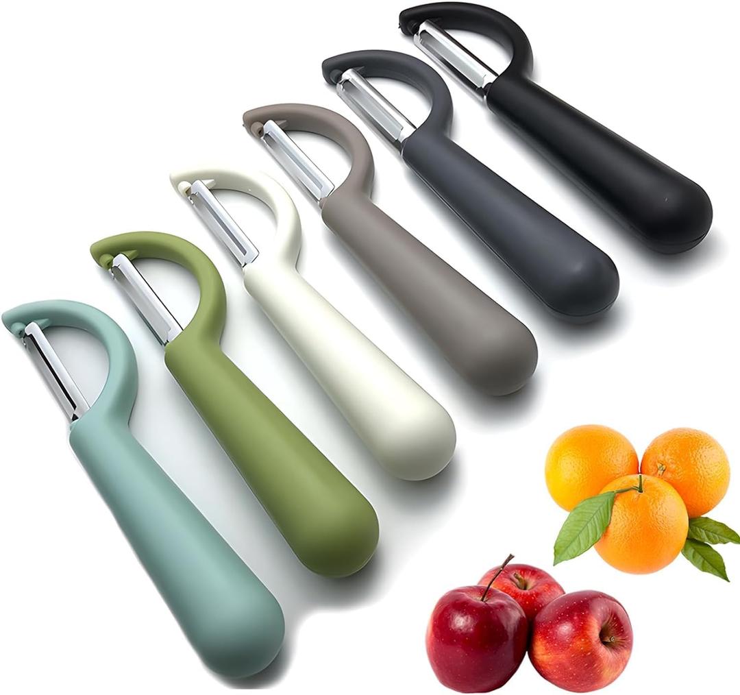 Trez Treamer 6-Pack Vegetable Peeler for KitchenY Peeler Stainless Steel Potato Peeler Set for Apple Veggie Carrot Fruit Zucchini Cucumber Safe Peelers Bulk with Non-Slip Handle (P)