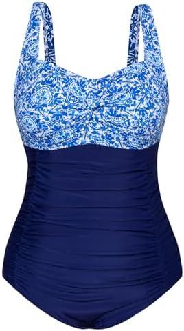 Hanna Nikole Women Plus Size One Piece Swimsuits Tummy Control Bathing Suit Twist Front Ruched Push Up Swimwear 12W