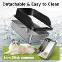 Stainless Steel Litter Box with High Sides, Include Scoop, Black