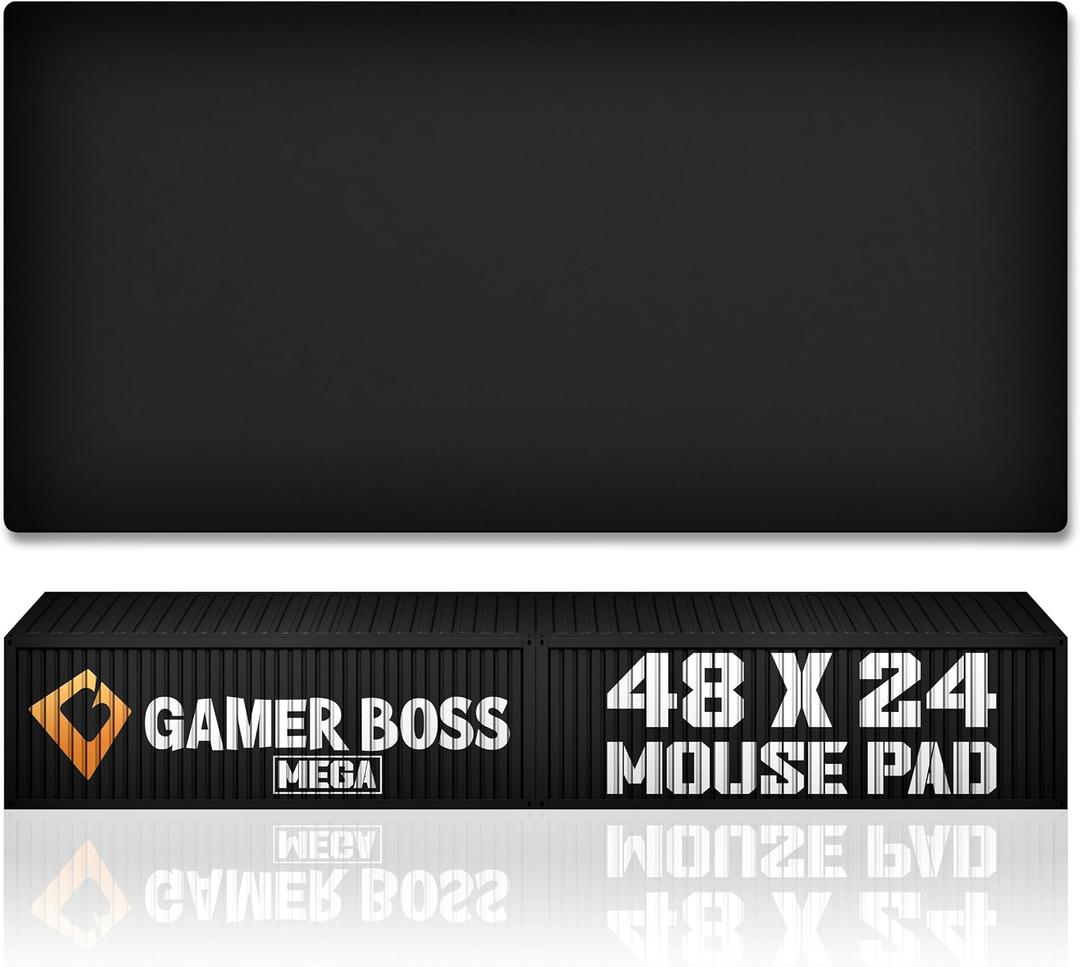 Gamer Boss - Gaming Mouse Pad - 48 x 24 Inches - 4mm Thick with Stitched Edges, Non-Slip Rubber Base, Premium Cloth Mousepad, Desk Mat for Laptop, Keyboard, Computer & PC (Mega, Black)