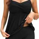 Talisea Tankini Swimsuit Bathing Suit 2024 - Women Two Piece with Shorts Halter Twist Front Flowy Top Retro Swimwear Size XL