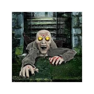 Halloween Animated Zombies Outdoor Decorations, Voice Activated Prop with Glowing Eyes, Swaying Motion & Bloodcurdling Shriek Sound for Yard, Lawn, Patio, Garden, Haunted House Party Prank Decor