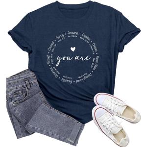 Christian Shirts for Women You are Inspiration Cute Heart Shirt Bible Verse Blessed Faith Top
