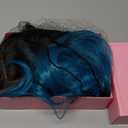 NAYOO Long Ombre Bluish Green Wavy Wig for Women 26 Inch Middle Part Curly Wavy Wig Natural Looking Synthetic Heat Resistant Fiber for Daily Party Use (Ombre Bluish Green)