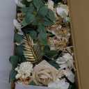 Ling's Moment 8 Wedding Aisle Pew Artificial Flowers Arrangements Emerald Tawny Beige for Ceremony Chair Back Floral Decorations with Chiffon Ribbons Reception Church Rose Faux Hanging Party Outdoor