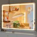 Hasipu Vanity Mirror with Lights, 31.5" x 22" LED Makeup Mirror, Lighted Makeup Mirror with Dimmable 3 Modes, Touch Screen Control Vanity Mirror Round White