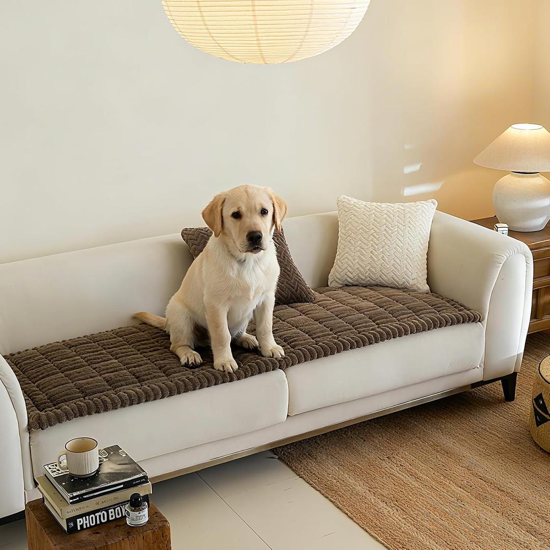 Linear Grid Couch Cover for Dogs Non-Slip - Thick Wear-Resistant Pet Sofa Protector for 3 Cushion Couch Large Silicone Particles Washable Furniture Mat for Dogs Cats Sectional, Size: 27.6" x 82.7"