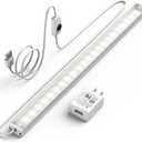 ASOKO Under Cabinet Led Lighting, 12 Inch Light Strip Bar, Daylight White 5000K Dimmable Plug in USB Light, Small Thin Led Under Counter Lighting for Kitchen/Room/Shelf/Desk/Display Case