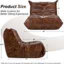 Hobestluk Giant Bean Bag Chair Lazy Floor Sofa, Memory Foam Fireside Sofa for Adults, Big Beanbag Faux Leather Armless Chair for Living Room Bedroom Dorm Office (Brown, Single)