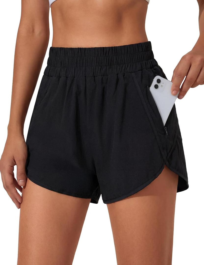 BMJL Women's Running Shorts Elastic High Waisted with Pockets, 2.5" Sporty Workout Quick Dry Athletic Shorts, S