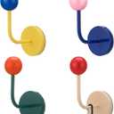 Novabright 4 Pcs Colorful Metal Hooks Adhesive Coat Hanger Decorative Hooks for Bedroom Nursery Key Hat Hanging Rack(Bright Color)