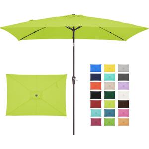 JEAREY 6.5x10 ft Rectangular Patio Umbrellas Outdoor Market Umbrella with Push Button Tilt and Crank, Rectangle Table Umbrella 6 Sturdy Ribs UV Protection for Pool Garden Backyard Deck, Apple Green